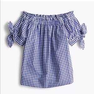 J Crew Gingham off the Shoulder Top